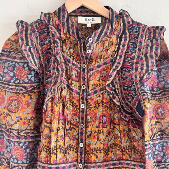 SEA New York Rosita Ruffle Cotton Paisley Romper | Size 0 | NWT - Picture 6 of 16